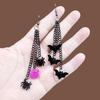 Skull Black Chain Earrings Halloween Ear Drop Earrings Stud Halloween Costume Accessories Hip Hop Ear Piercing Jewelry