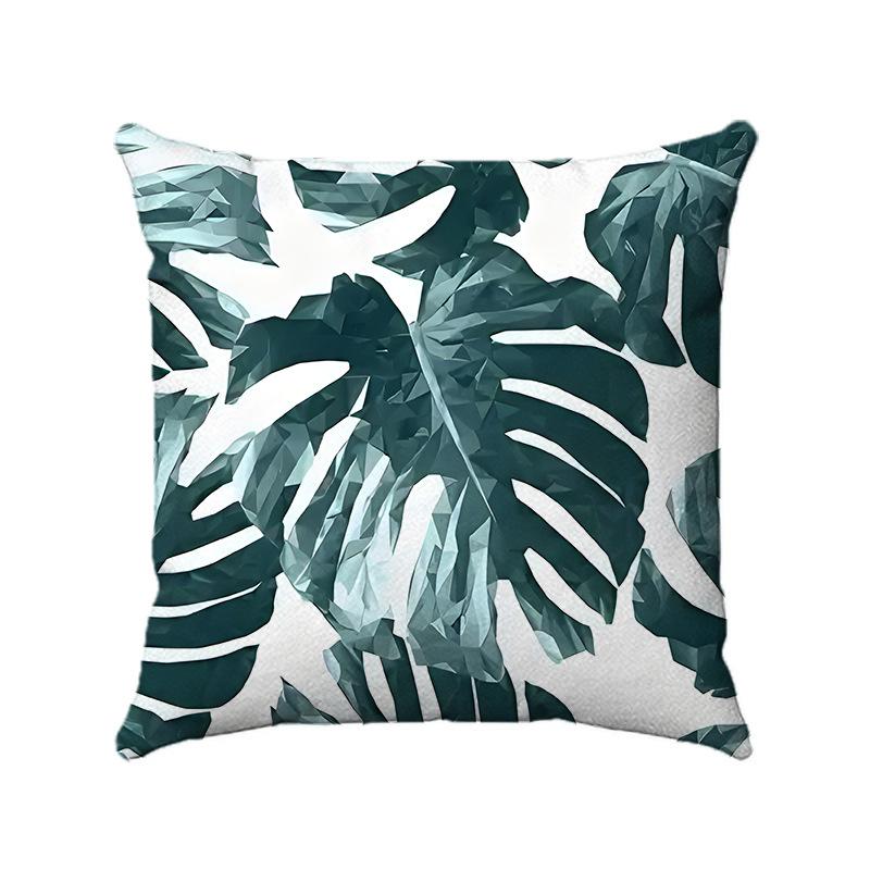 Nordic Tropical Plants Digital Printing Short Plush Pillow Covers Decorative For Car Sofa Office Cushion Cover Home Goods
