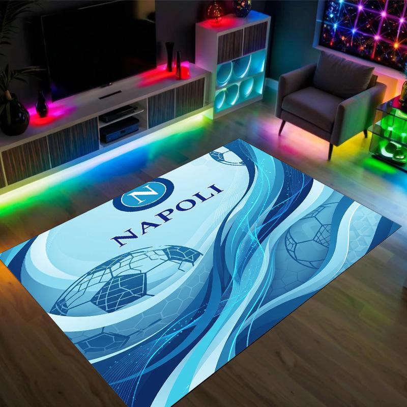 Napoli FC Design Crystal Velvet Carpet Cozy Non?Slip Printed Rug For Bedroom Living Room Entrance