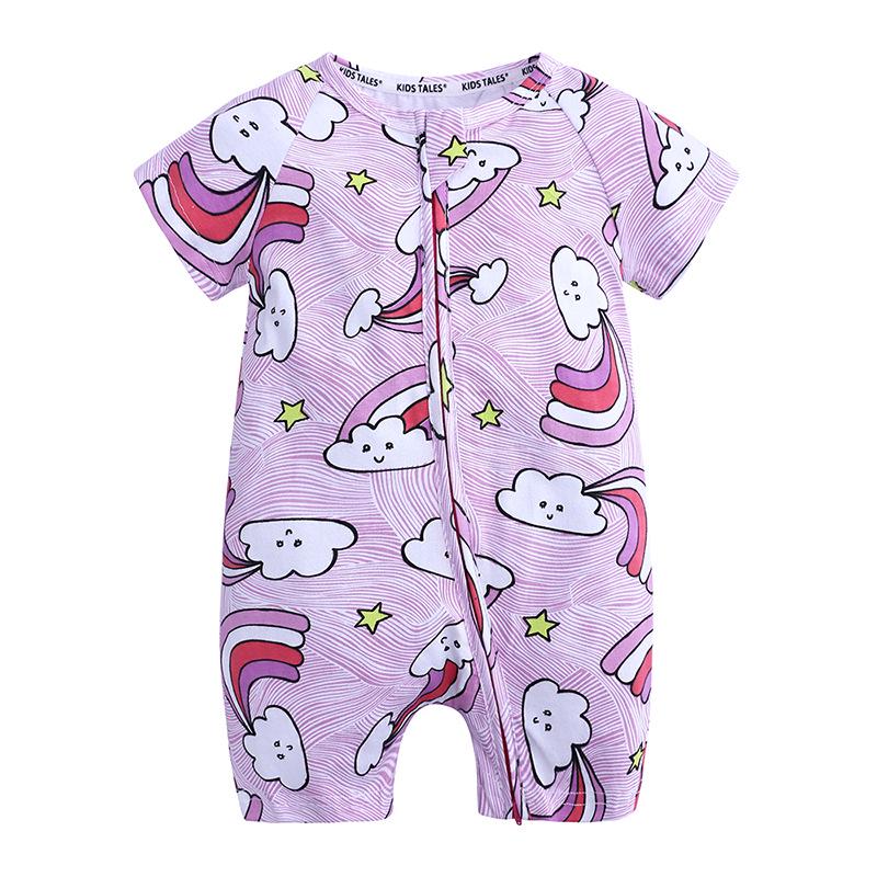 Kids Tales Lion Romper: Newborn Short Sleeve Double Zipper Jumpsuit