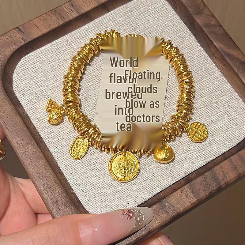 Yellow Wealth God Light Luxury Bracelet: Gold-Plated Beast Woven Rope for Fortune. Perfect Gift for Girlfriend's Birthday.