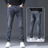 Spring And Autumn Winter New Men'S Plush/Regular Jeans Slimming Straight Stretch Business Versatile Long Pants