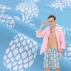 Tropical Pineapple Print Fabric Classic Twill Peach Skin for Hawaiian Shirts Beach Shorts Throw Pillow Covers