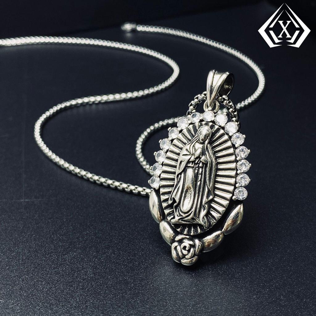 Xiewei'er Retro Zircon Virgin Mary Pendant Necklace