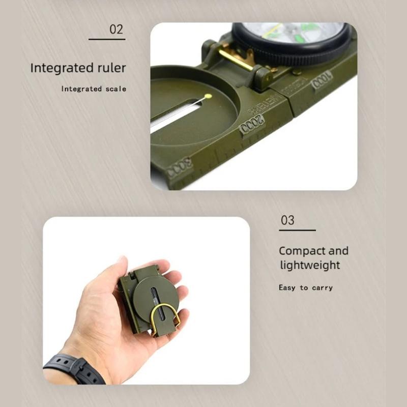 Aluminum Alloy Hiking Compasses Folding Lens Compasses Precise Navigation Expedition Tool for Outdoor Backpacking