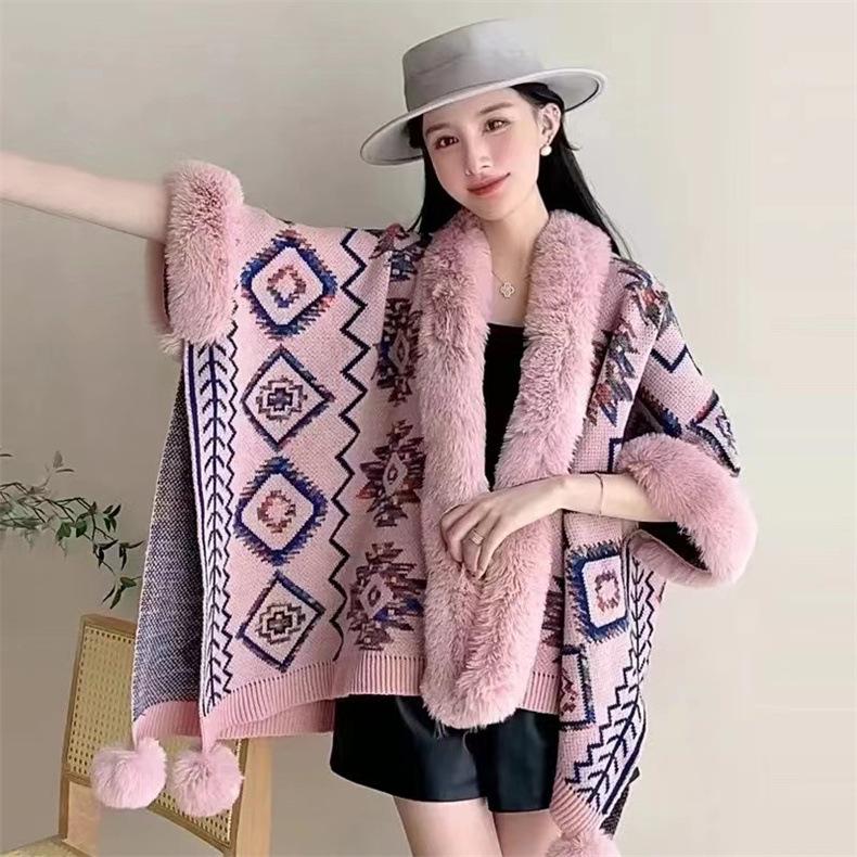 Women's Ethnic Style Knitted Shawl Cardigan for Autumn & Winter Travel