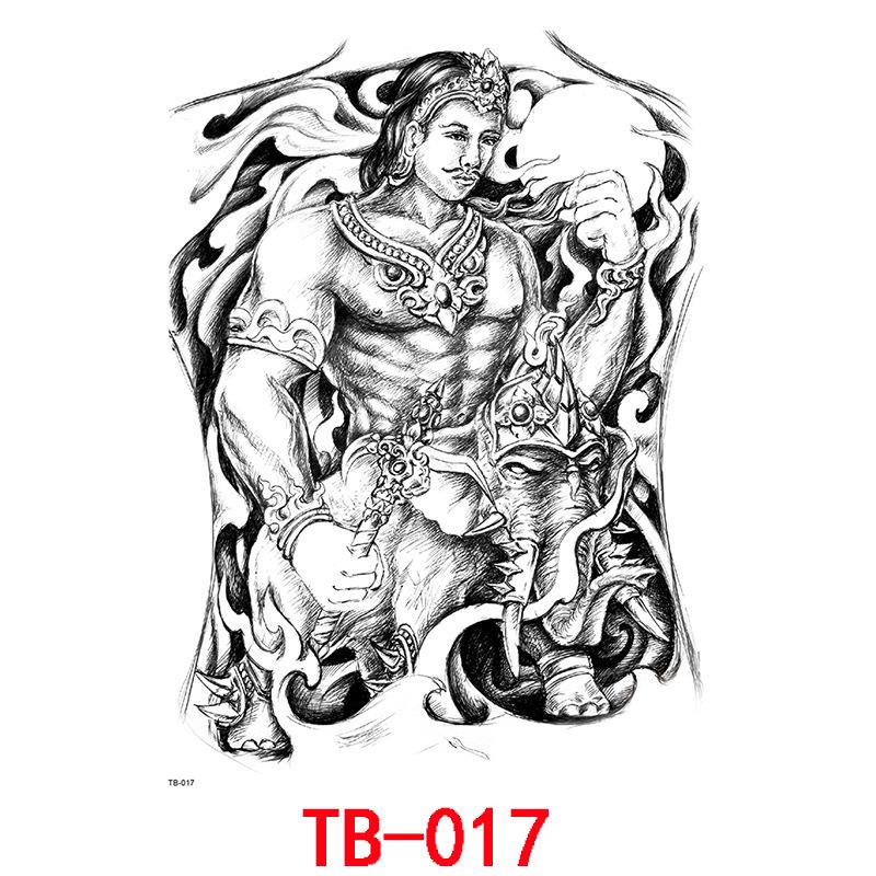 Tatuaj Autocolant Impermeabil Spate Complet, Tatuaj Autocolant Spate Complet Gheișă Carp Koi Imagine Mare Personaj Zhao Yun Guan Yu Tatuaj