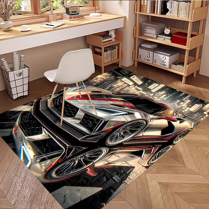 Chevrolet Corvette Print Rug, Washable Floor Carpet, For Entryway Dorm Laundry Room Office Study, Home Decor Birthday Christmas Gift