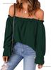Women's Off-the-Shoulder Chiffon Blouse - European and American Style, Solid Color Pullover for Spring and Autumn, Sexy & Elegant.