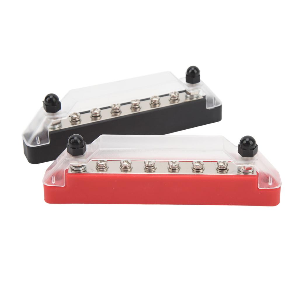 2Pcs Busbar 150A Black And Red RV Ship 8 Ways Busbar M6 High Current Stud Power Distribution Block DC12V To 48V