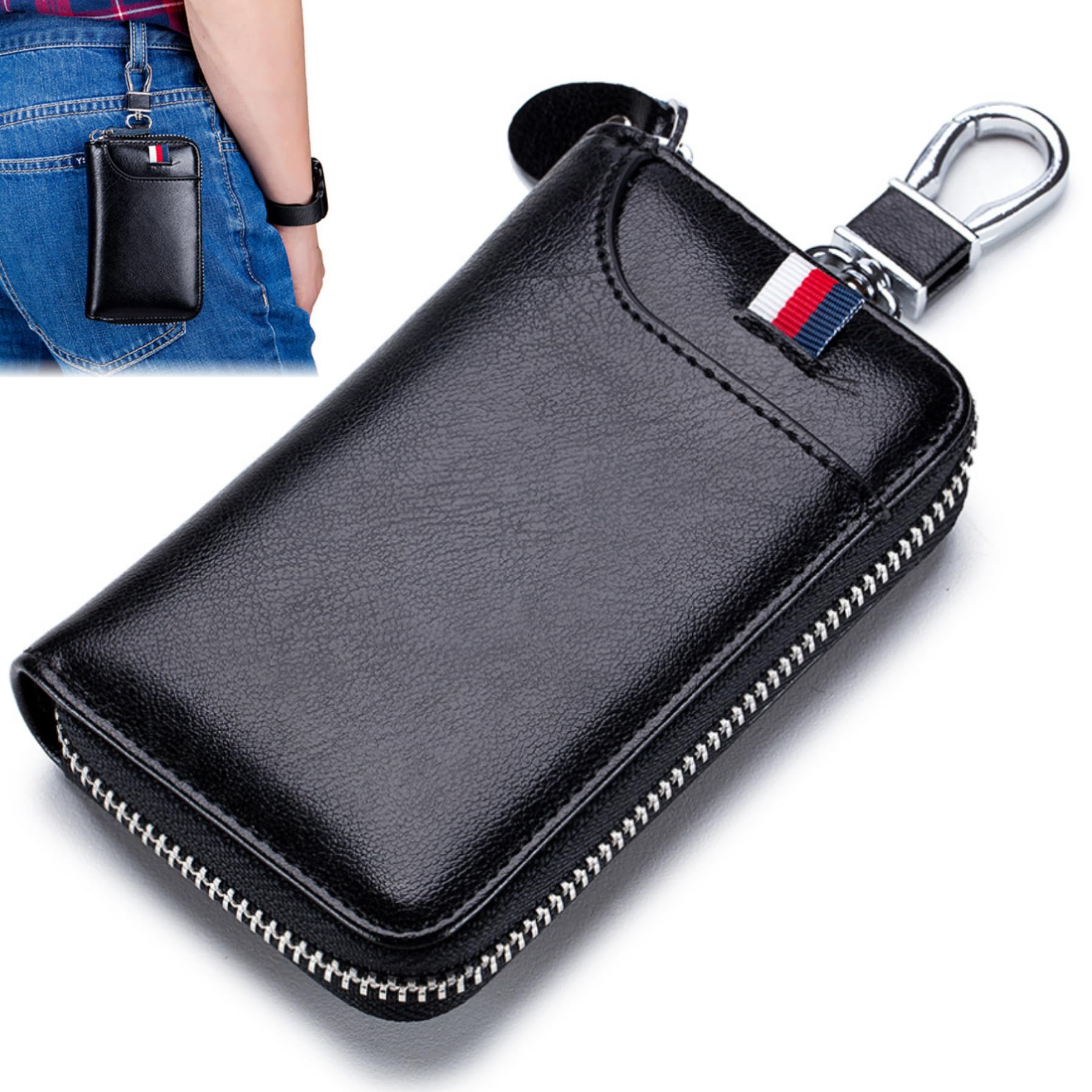 

Genuine Leather Key Smart Key Popular Car Key Case with Bill Card Smart Key 6 Black [Mellbo] Case, Men s Case, Compartment, Holder, Compatible, Rings, чорний