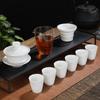White porcelain kung fu tea set ceramic tea sea glass tea sea tea cup cover bowl tea set opening gift companion