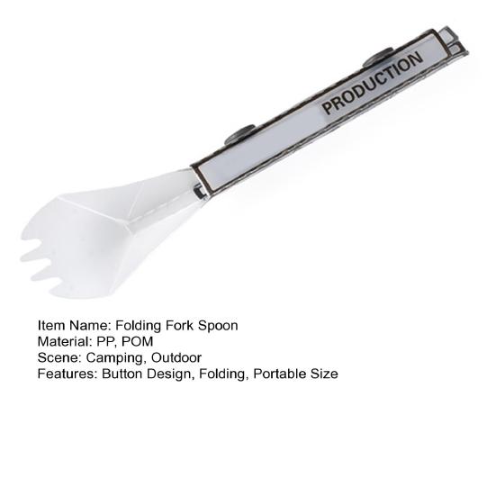 Outdoor Folding Fork Spoon with Snap Button Portable Travel Picnic Hiking Backpacking Food Grade Collapsible Cutlery Flatware Utensils