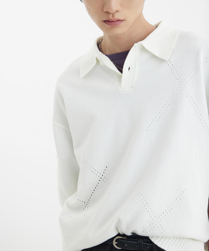 YOUTH H/S Knit Collar T-Shirt - White