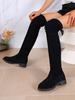 Autumn new boots over the knee thick heel low heel back lace-up boots women's shoes