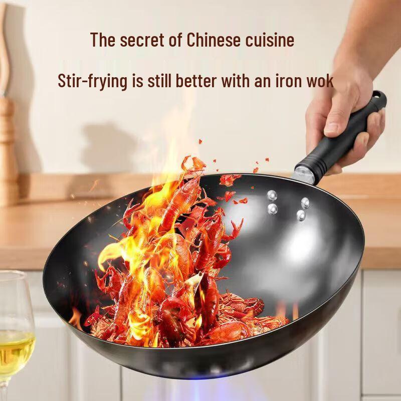 SUPOR 32cm Traditional Refined Iron Round Bottom Wok