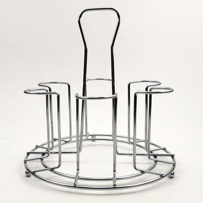 Cup Holder with 6 Fixators Smooth Silver Glass Protective Rack for Home