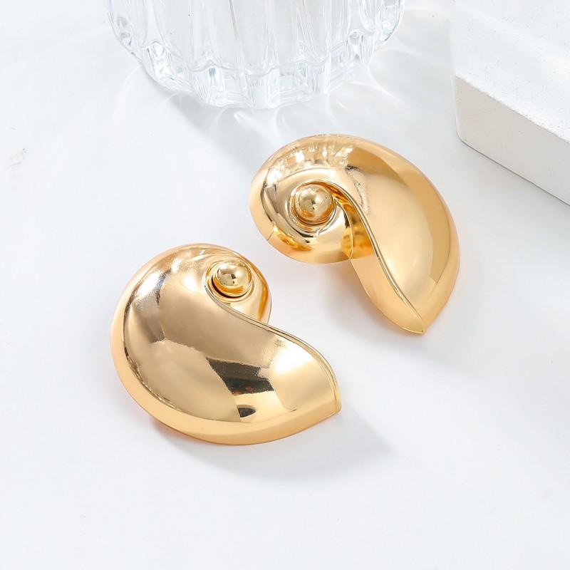 Large Shell Earrings Women Alloy Gold Plated Statement Earring Ins Trendy Fashion Jewelry
