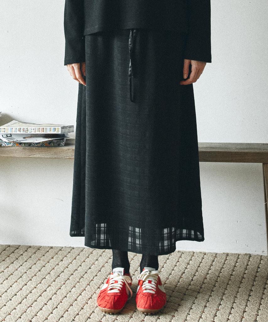 Banwonateullie P3298 Maxi Check Skirt_Black