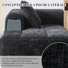 Comfortable Chaise Longue Sofa, No Assembly Required, Soft Sofa with Cushion, Side Pockets for Remote Control, Mobile Phone, Neat and Stylish, Black
