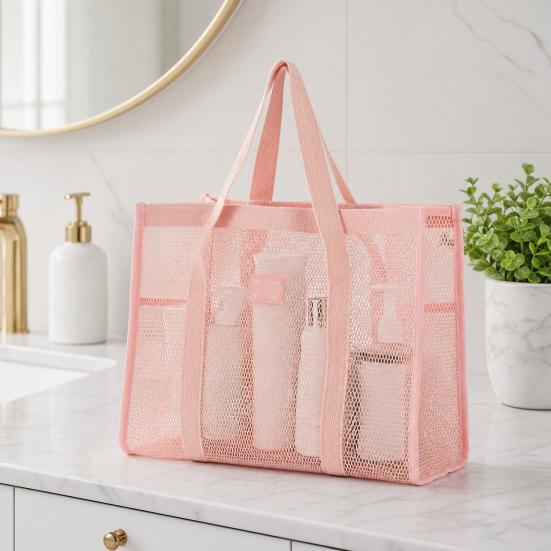 Borsa da Spiaggia in Rete, Borsa Leggera ad Alta Capacità, Svuotamento Rapido Traforata, Borsa a Shopper Ultraleggera per Viaggio, Articoli da Toeletta, Cosmetici