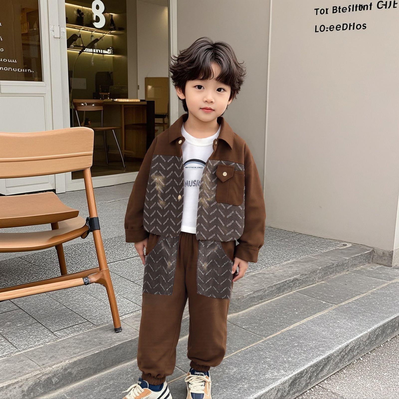 

Детский повседневный комплект с длинным рукавом, удобные наряды для повседневной носки 80 коричневый