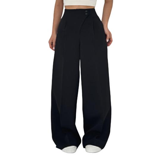 Women Suit Pants High Waist Straight-Leg Wide-Leg OL Commuter Style Casual