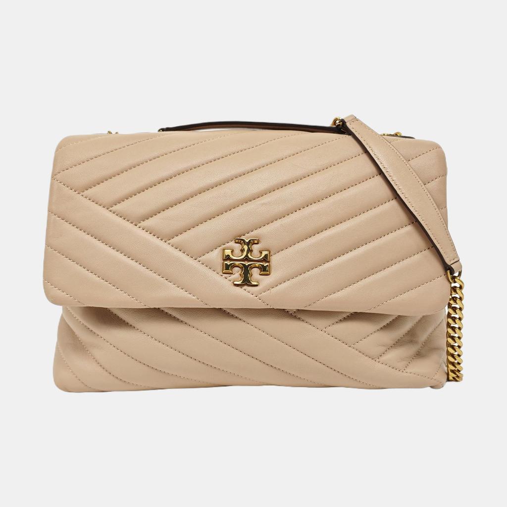 [Pre-Owned] Kira Large Nude Pink Lambskin Quilted Shoulder Bag With Gold Hardware - Very Good #1H3HCEZ
