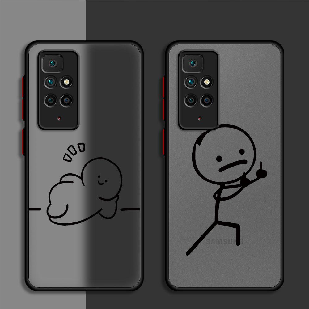 Cute Stickman On The Toilet Case for Xiaomi Redmi Note 9 10S 13 8Pro 10 Pro 12 Pro Plus 9S 12S 8T 12 Pro Phone Shockproof Cover