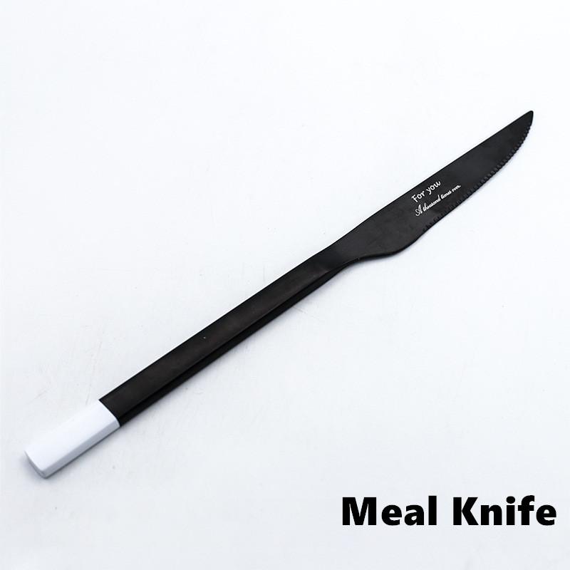 Stainless Steel Dinnerware Sets Knife And Fork Spoon Tableware Steak Chopstick Spoon Set Black Simple Western Tableware