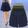 Women Shorts Elastic High Waist Wide Leg Casual Short Pants with Pockets Solid Color Loose Fit Casual