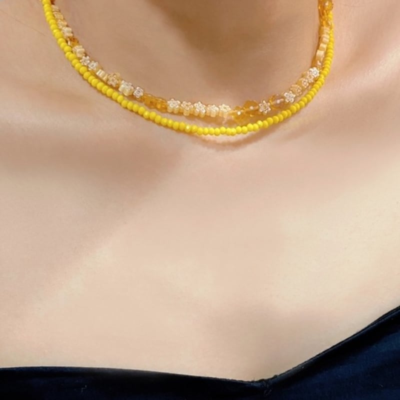 

LOVE ME MONSTER [2 SET] Yellow Flower Necklace YELLOW