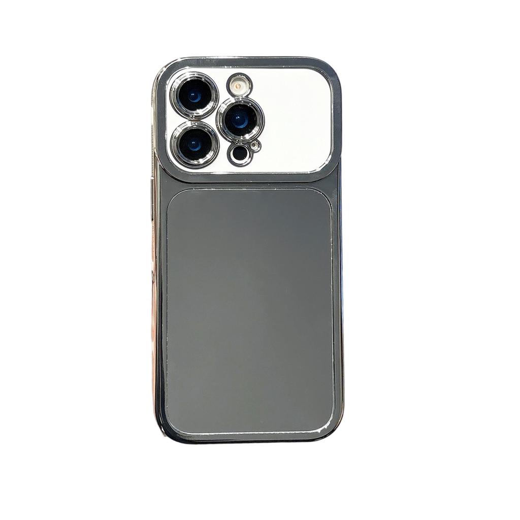 iPhone 17 Pro Max Mirror Phone Case: Large Window Electroplated Makeup Touch-Up Cover