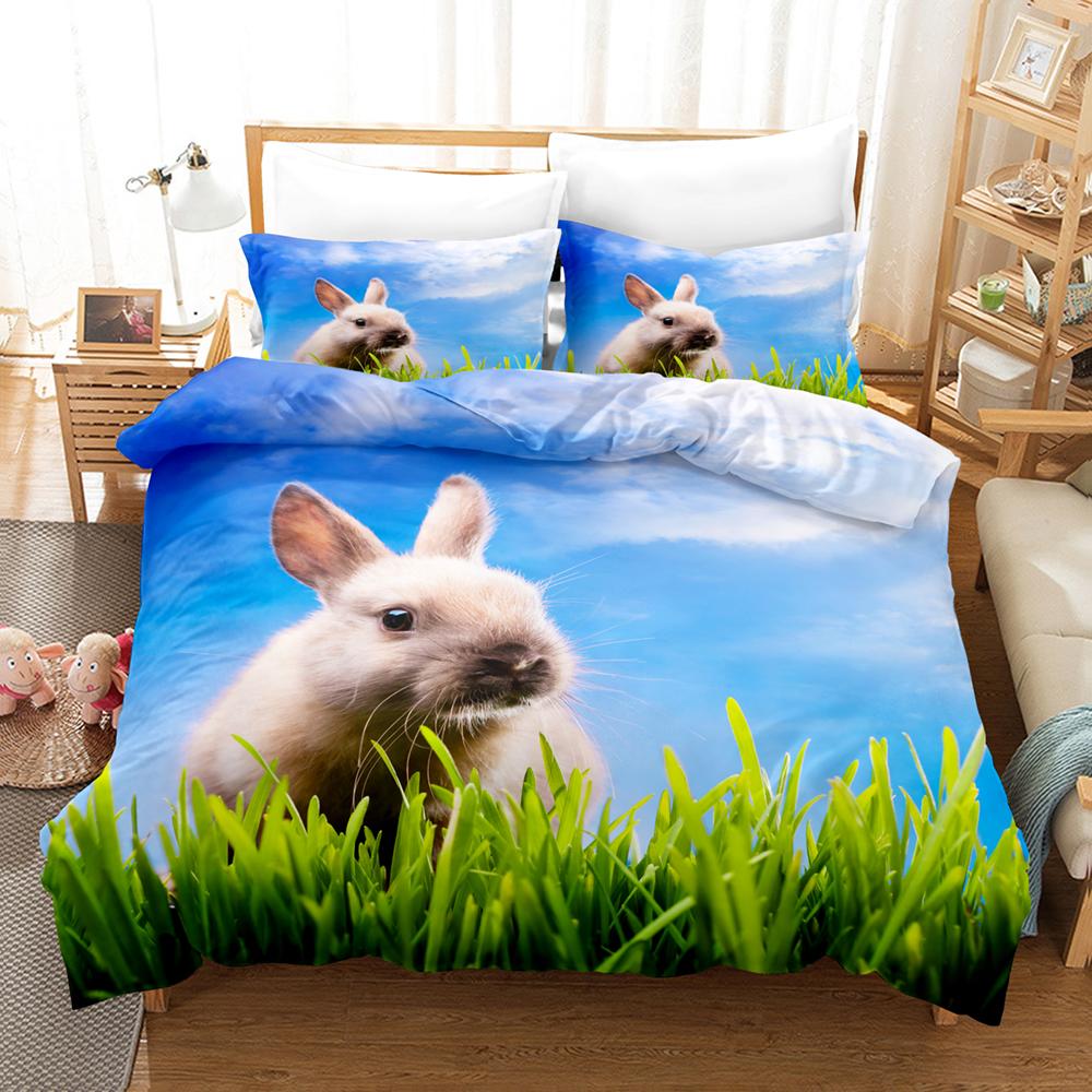3D The Rabbit Bedding Sets Duvet Cover Set With Pillowcase Twin Full Queen King Bedclothes Bed Linen