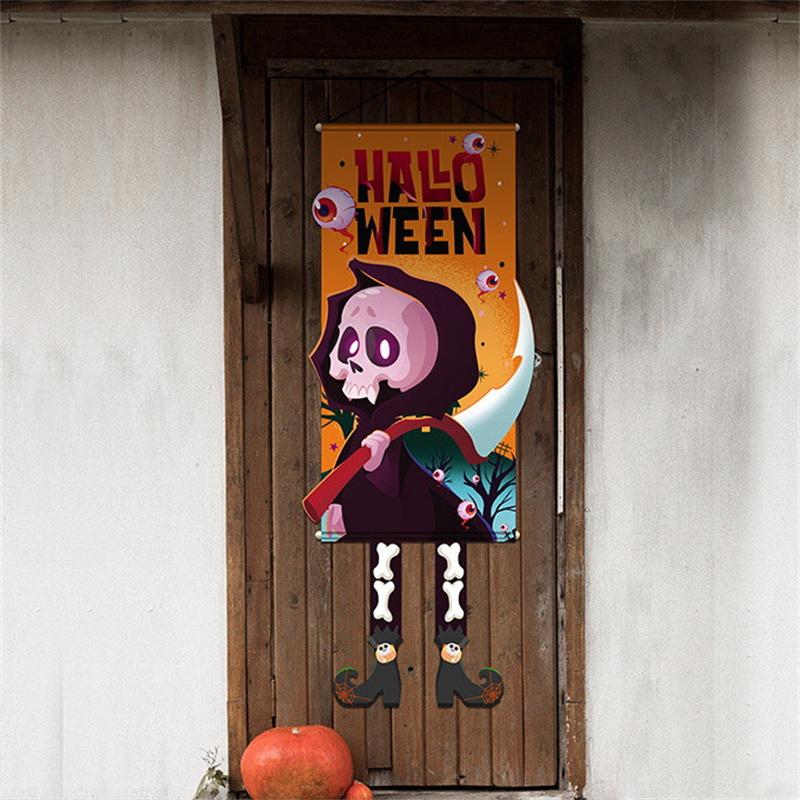 

Halloween Door Hanging Decoration Painting Dwarf Pumpkin Pendant Home Halloween Party Decoration Door Hanging Pendant 115x40CM 115x40CM