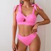 2024 European & American Style Women's Nylon Three-Piece Swimsuit Bikini Set
