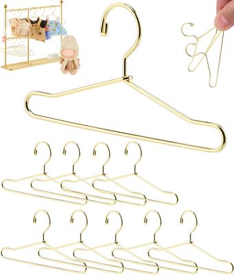 Set mit 10 Miniatur-Puppenbügeln, Metall-Puppenkleiderbügeln, Puppenkleideraufbewahrung, Mini-Bügeln, BJD-Puppenkleiderständer, Kompakte Größe, Passt für Kleider,