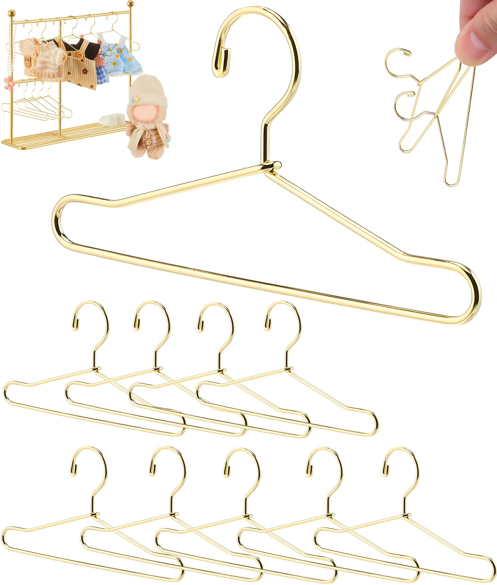Set of 10 Miniature Doll Hangers Metal Doll Clothes Hangers Doll Clothes Storage Mini Hangers BJD Doll Clothing Rack Compact Size Fits Dresses 3860₽