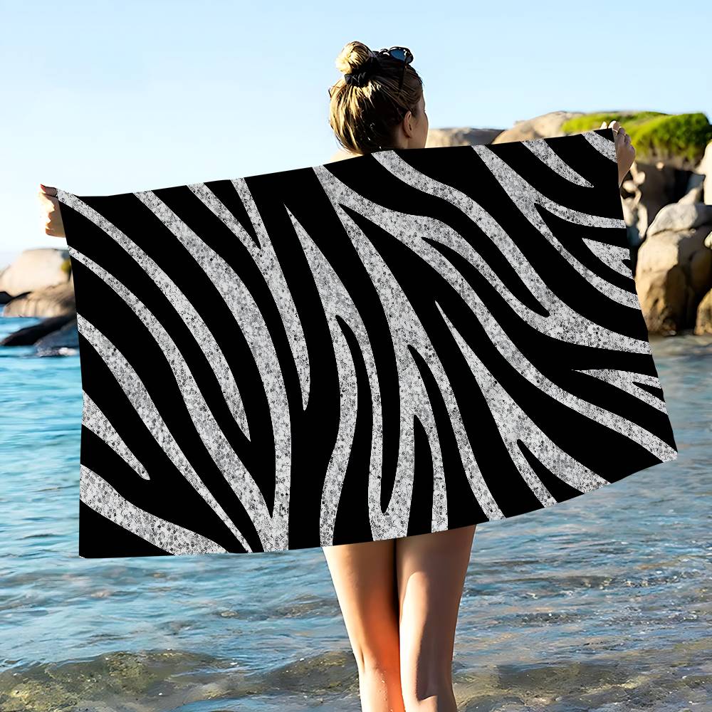 Black White Color Print Zebra Beach Towel Colorful Bath Towels for Girl Microfiber Quick Dry Sand Beach Yoga Spa Gym Pool