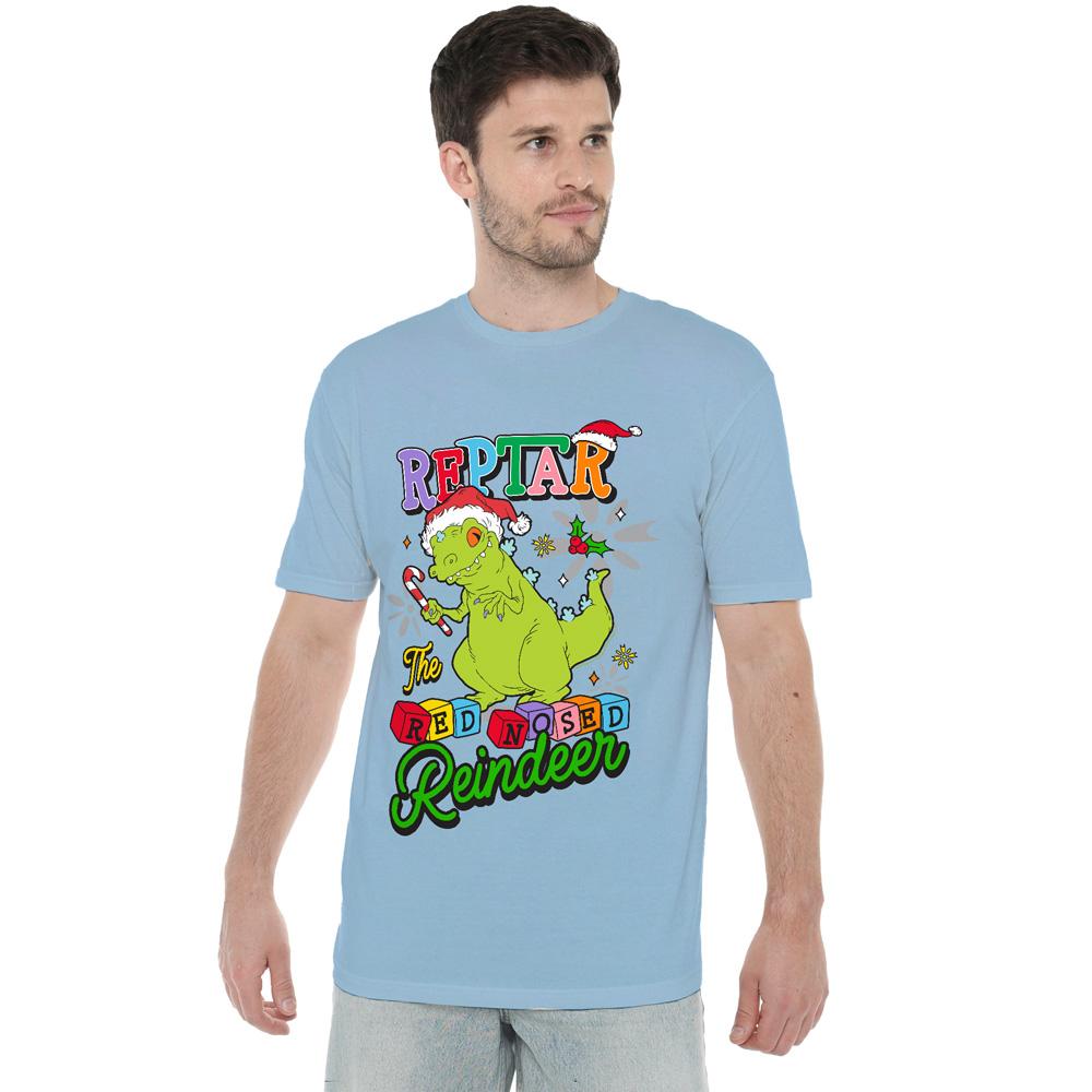 Rugrats Mens Reptar The Red Nosed Reindeer Christmas T-Shirt