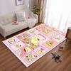 Cartoon Animals Pink Carpet with Cute Characters and Checkered Design Suitable for Use As an Anti-slip for Living Room Bedroom Sofas