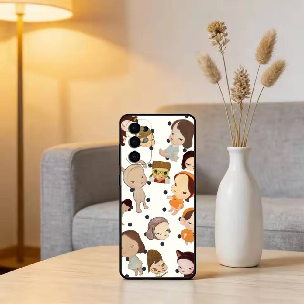 Art of Japan Y-Yoshitomo Nara Phone Case For Samsung S25,S24,S21,S22,S23,S30,Ultra,S20,Plus,Fe,Soft Silicone Black Cover
