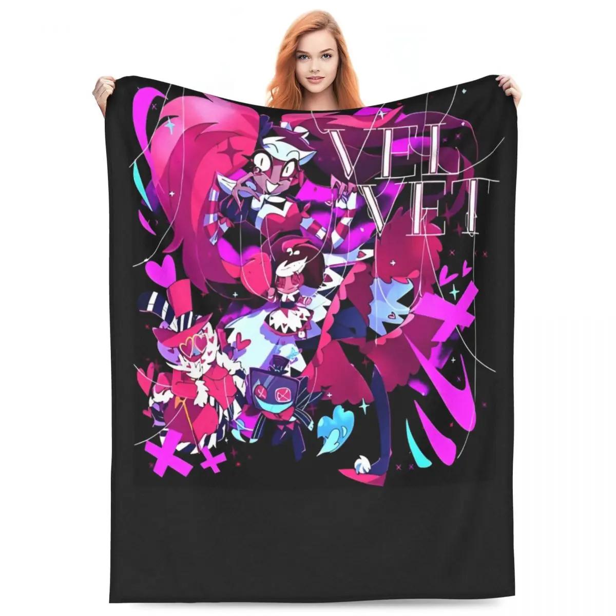 

VOX H-Hazbin Hotel Alastor Game Warm Blankets Camping Plush Throw Blanket Novelty Home Decor Flannel Bedspread Sofa Bed Cover 75x90cm