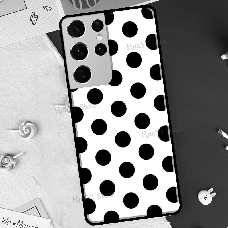 Black And White Polka Dot Case For Samsung Galaxy S21 S22 Ultra Note 20 S8 S9 S10 Note 10 Plus S20 FE Phone Cover