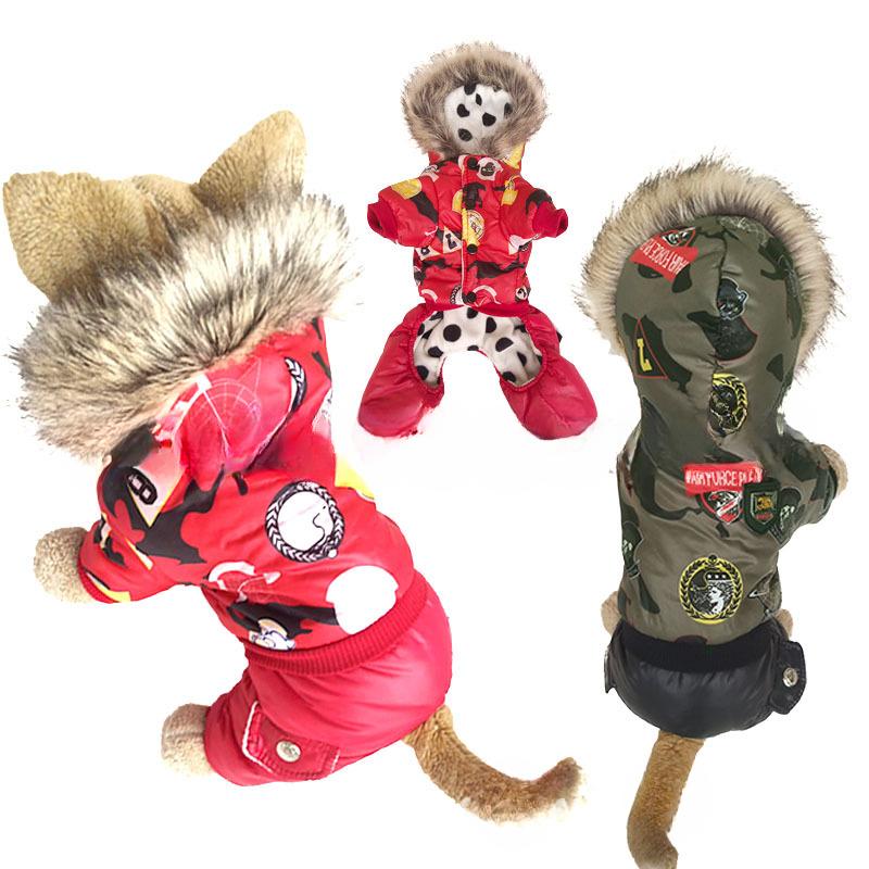 Duntäcke Vinterjacka för Valpar, Fyrbent med Huva Varm och Förtjockad Ny Husdjurskläder