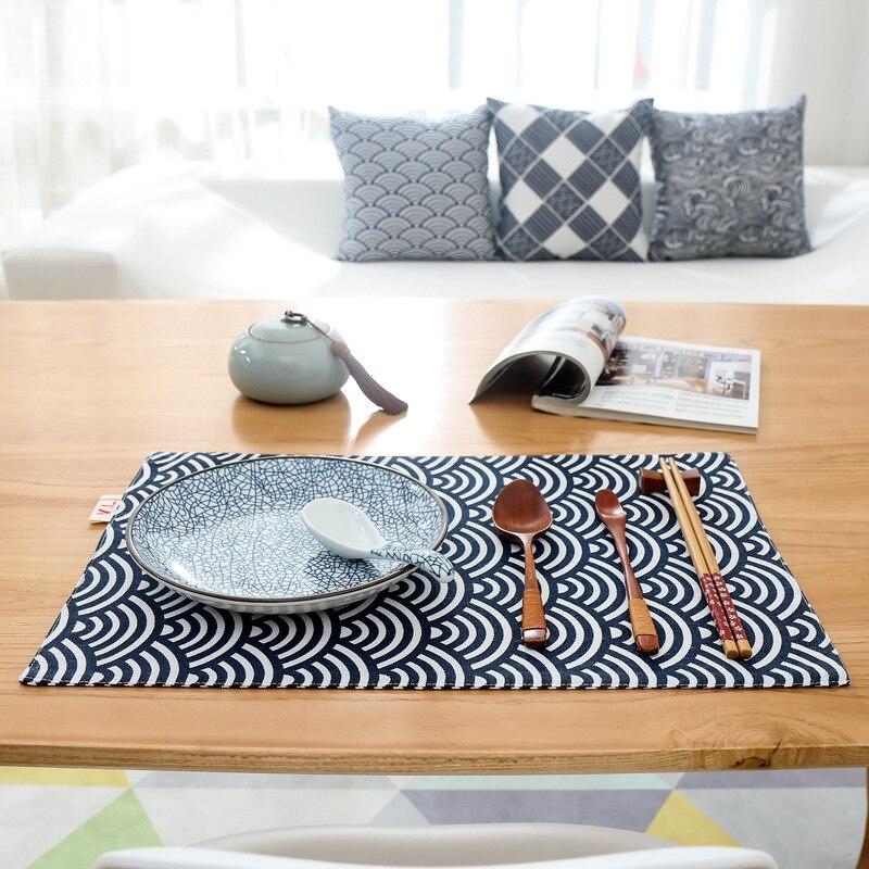 Waterproof Cotton And Linen Table Mat, Pattern Place Mat, Household Plate Mat, Water Coaster, Waterproof And Non-slip, Foldable.