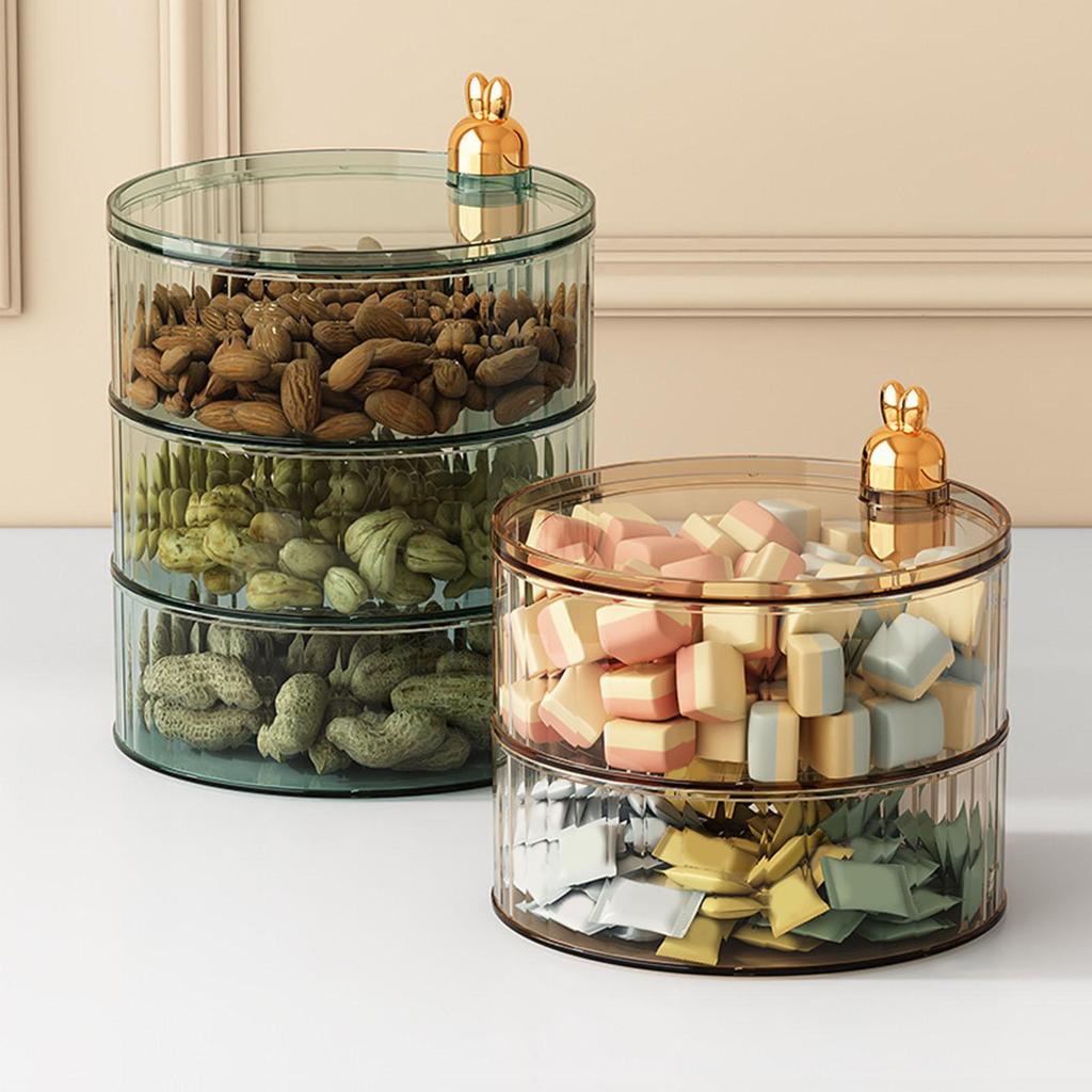 3 Layer Dried Fruit Tray Transparent Snack Plates Nuts Container for Living Room