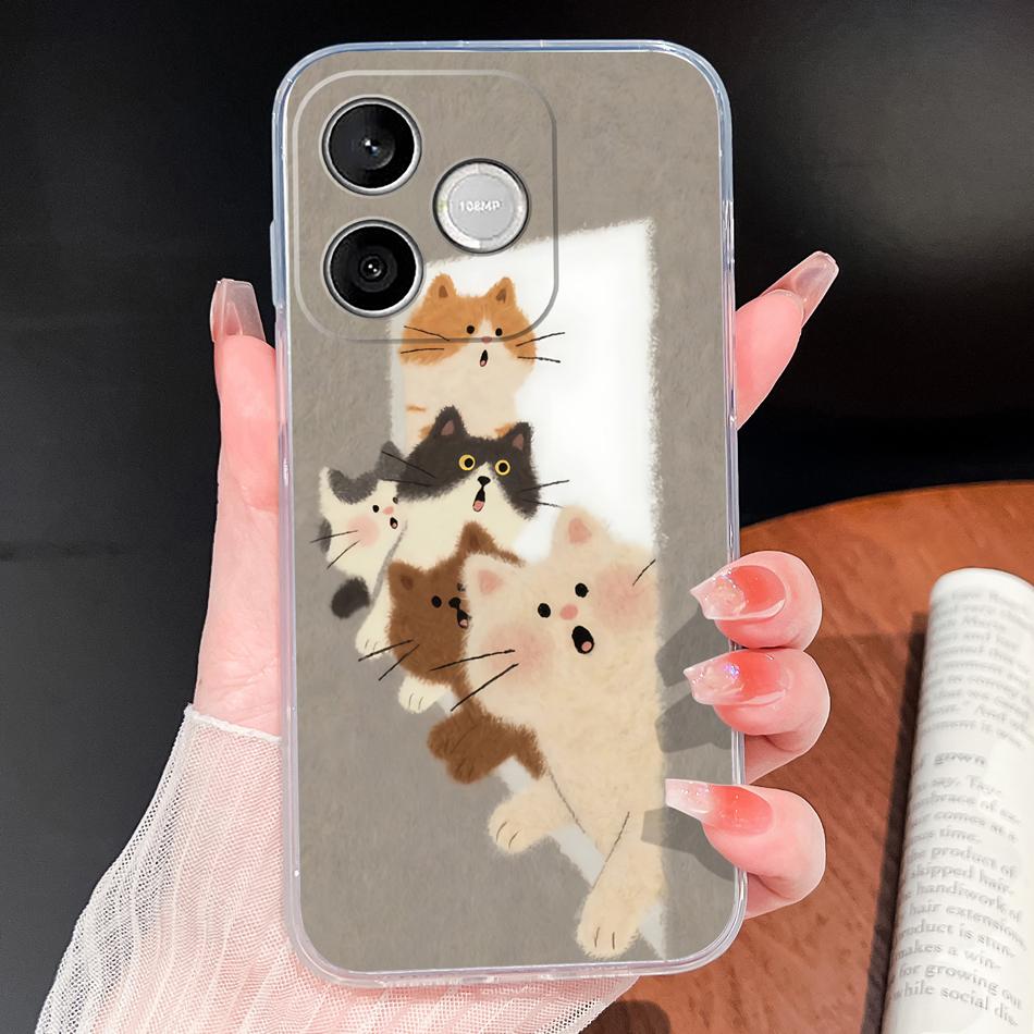 Phone Case For Honor 600 Lite 500 Smart 5G Cute Fish Bubble Phone Cover Soft Transparent Silicone Anti Slip Lightweight Funda