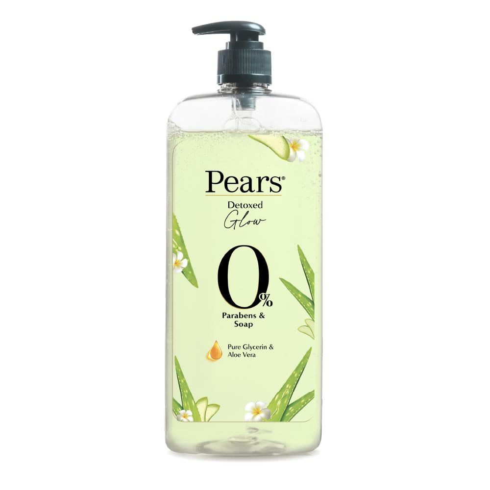 

Pears 98% Pure Glycerin Detoxed Glow Body Wash with Aloe Vera and 0% Parabens & Soap for a Detoxed Glow, 750ml