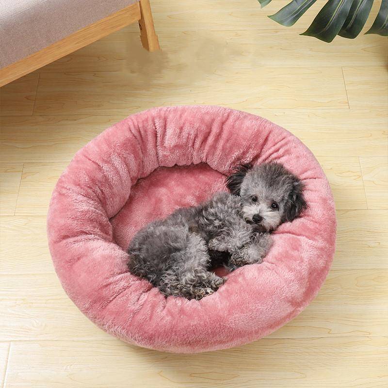 Hundebett Rund Waschbar Haustierbett Winter Warm Schlafen Plüsch Hundehütte Katzenmatten Welpen Kissenmatte Hund Katze Betten für große Hunde